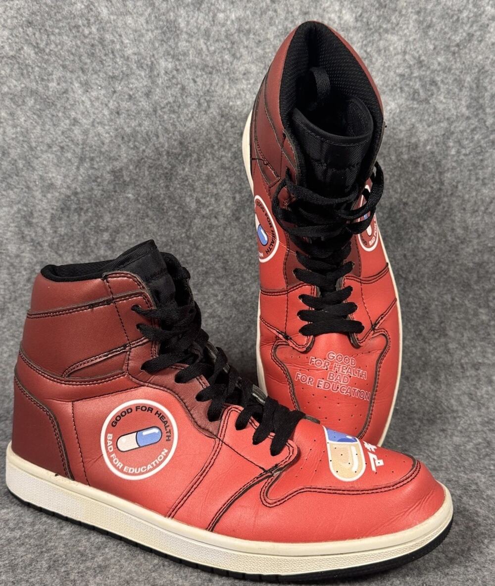 Vintage Akira Anime High Top Sneakers Red Good For Health Bad For Education M7.5